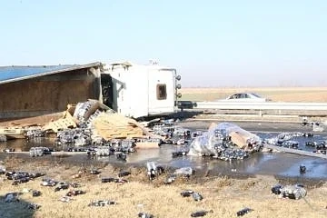 ТИР затрупа магистрала с безалкохолни