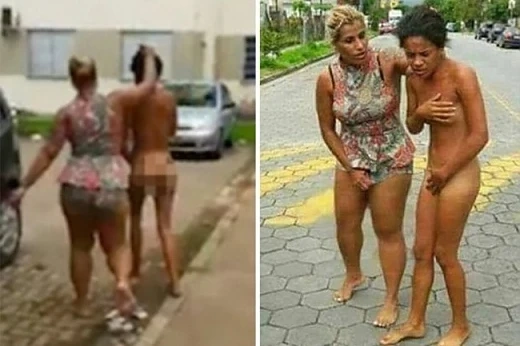 Бясна съпруга изкара гола на улицата любовницата на мъжа си (18+)