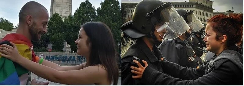 Един полицай и една протестираща - 4 г. по-късно среща на Прайда