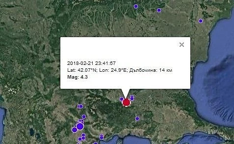 4,3 по Рихтер разлюля България в 01:41 ч.