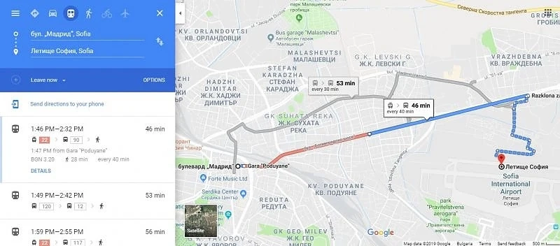 От днес: маршрутите на транспорта в София вече са налични в Google Maps