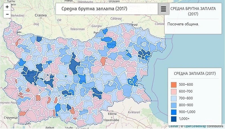 София е на осмо място в класацията за най-високи заплати в страната, община Челопеч - №1