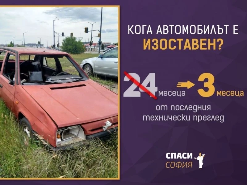 Спаси София: След 3 месеца без технически преглед, колата да се премахва като изоставена